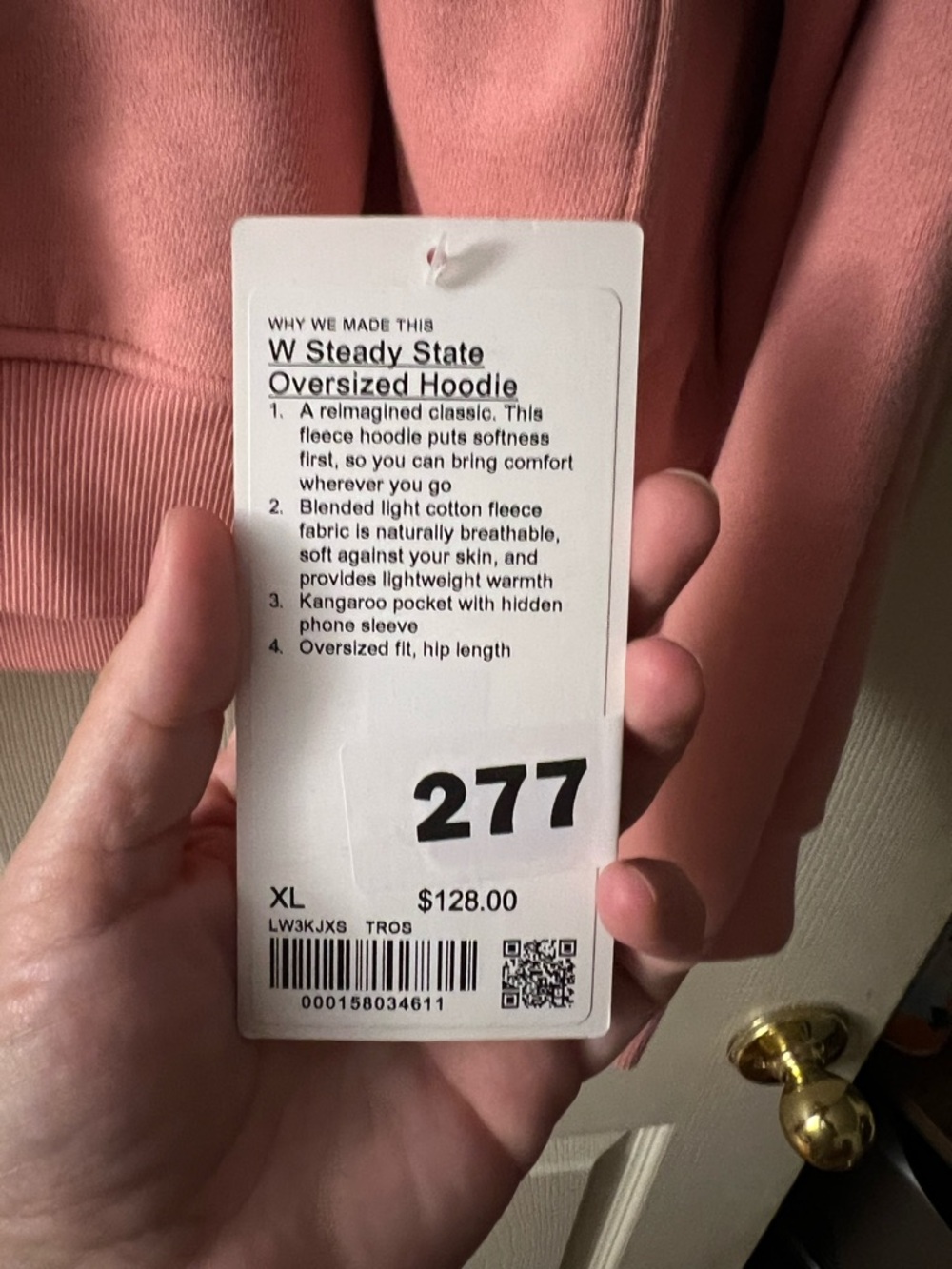 #331 Lululemon Steady State Oversized Hoodie XL Tea Rose NWT - Picture 2 of 2